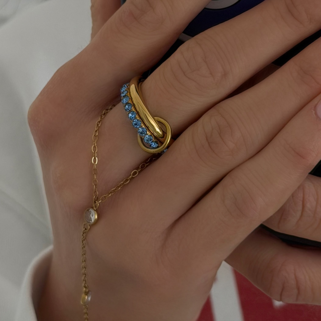 Frosted Charm Stacked Ring - EVRYJEWELS