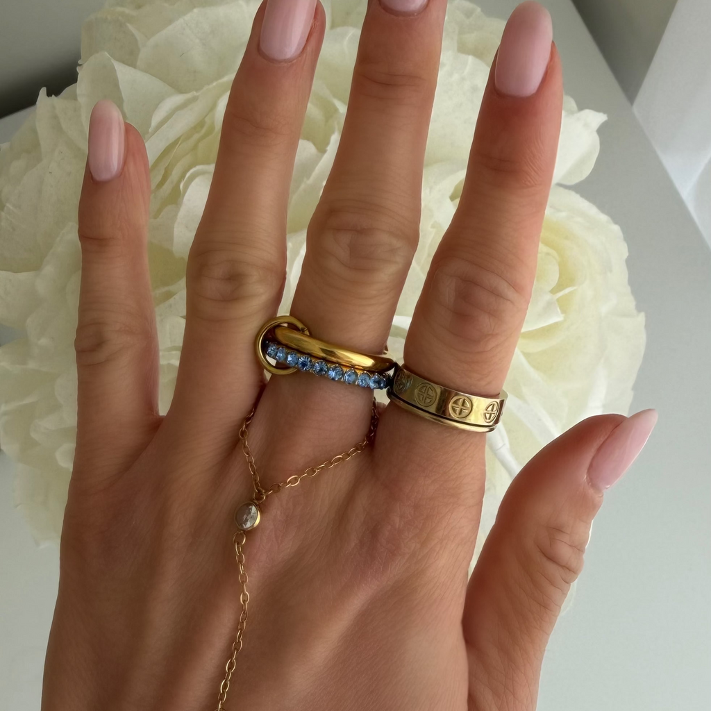 Frosted Charm Stacked Ring - EVRYJEWELS