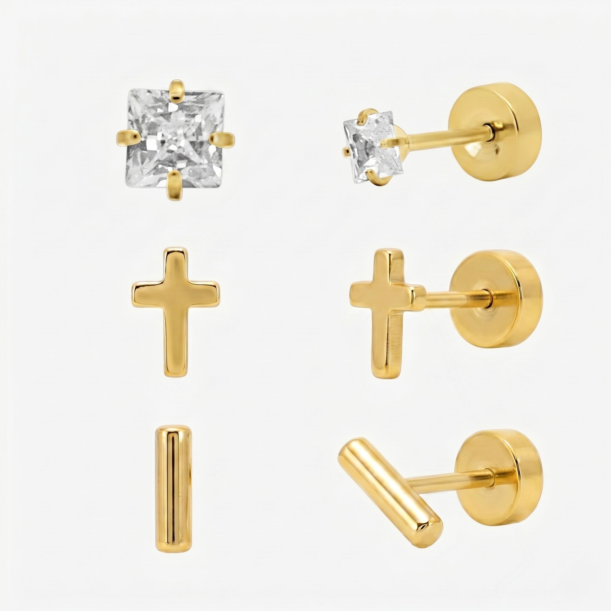 Simply Yours Flat Back Earrings 3 Piece Set - EVRYJEWELS