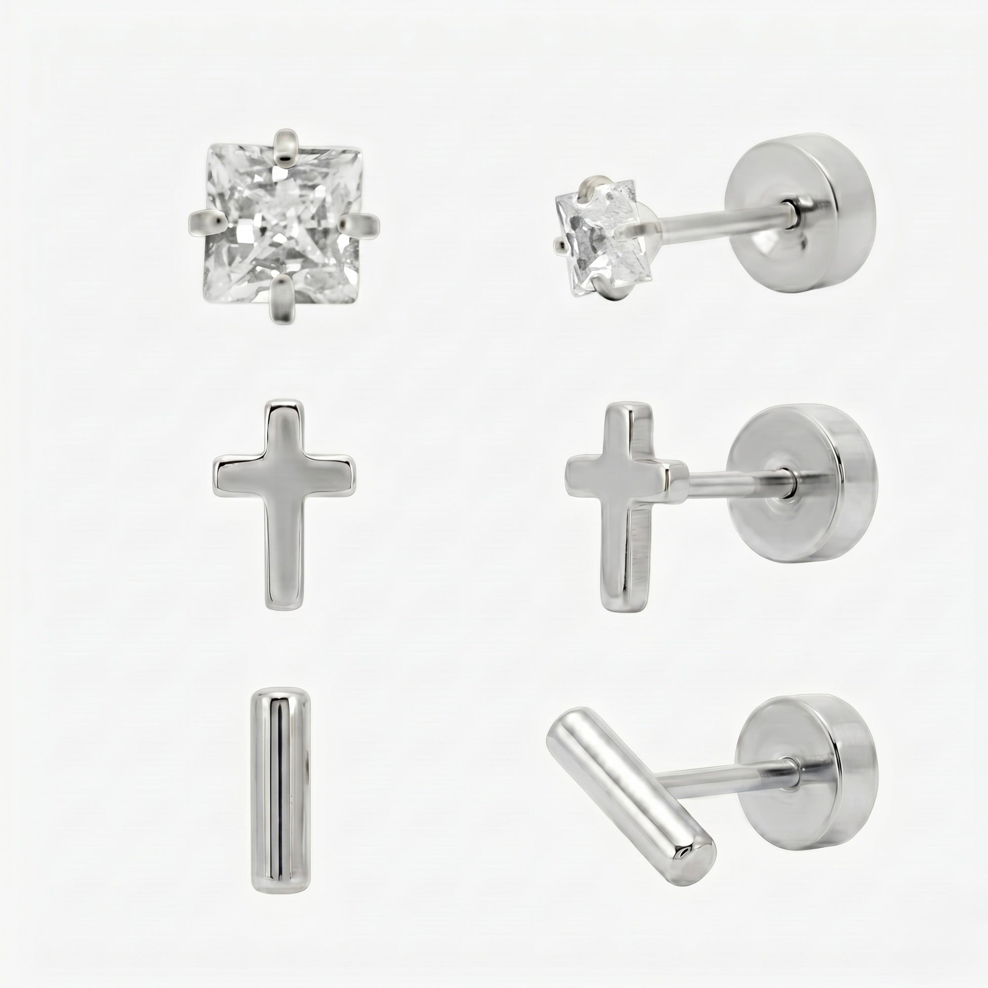 Simply Yours Flat Back Earrings 3 Piece Set - EVRYJEWELS
