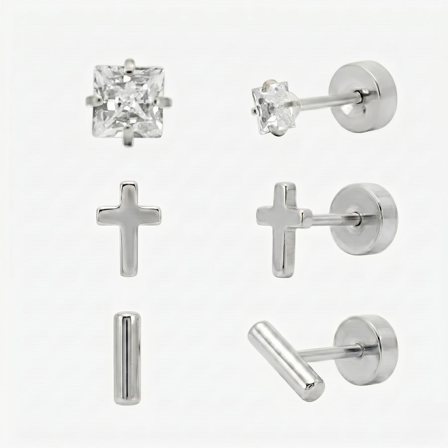 Simply Yours Flat Back Earrings 3 Piece Set - EVRYJEWELS