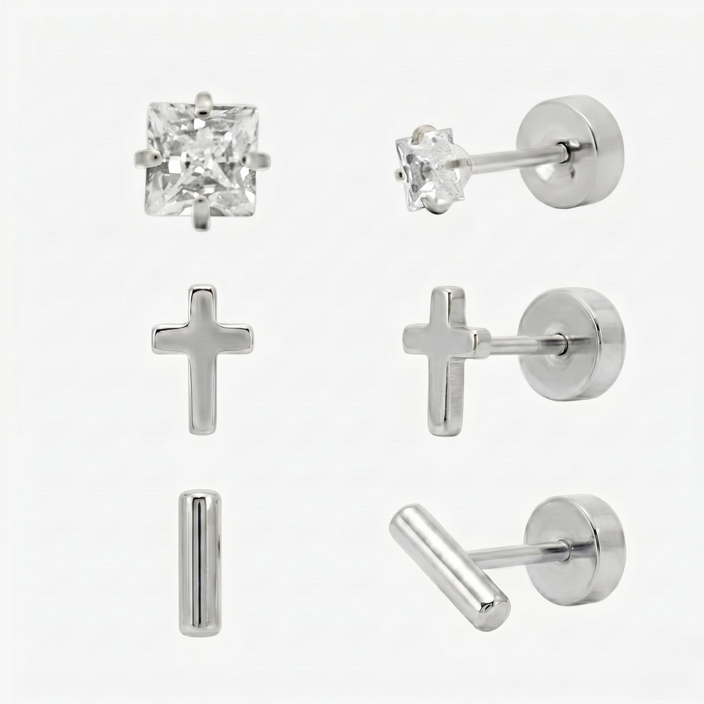 Simply Yours Flat Back Earrings 3 Piece Set - EVRYJEWELS