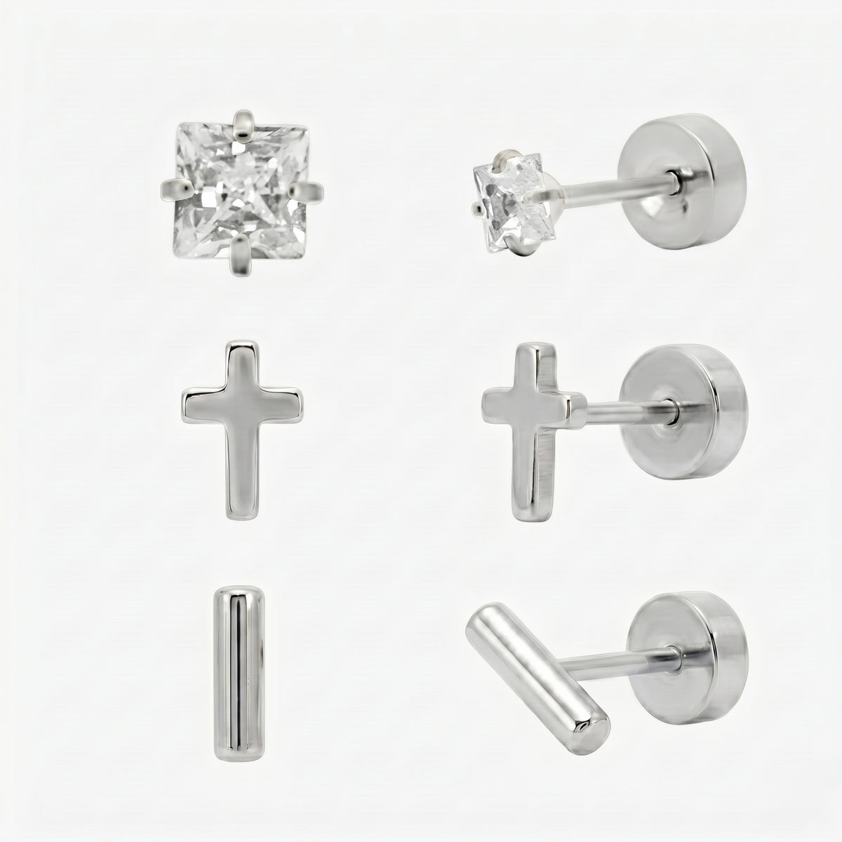 Simply Yours Flat Back Earrings 3 Piece Set - EVRYJEWELS