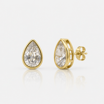Radiant Aura Pear Cut Stud Earrings - EVRYJEWELS