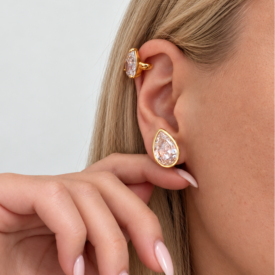 Radiant Aura Pear Cut Stud Earrings