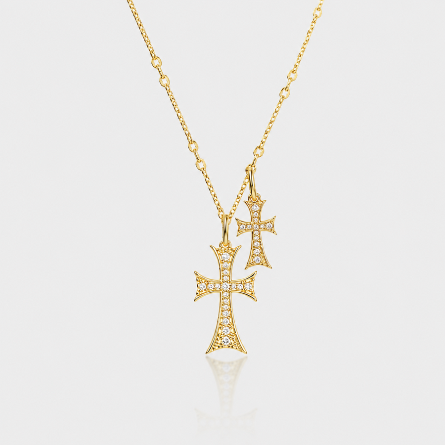 Double Cross Me Necklace - EVRYJEWELS