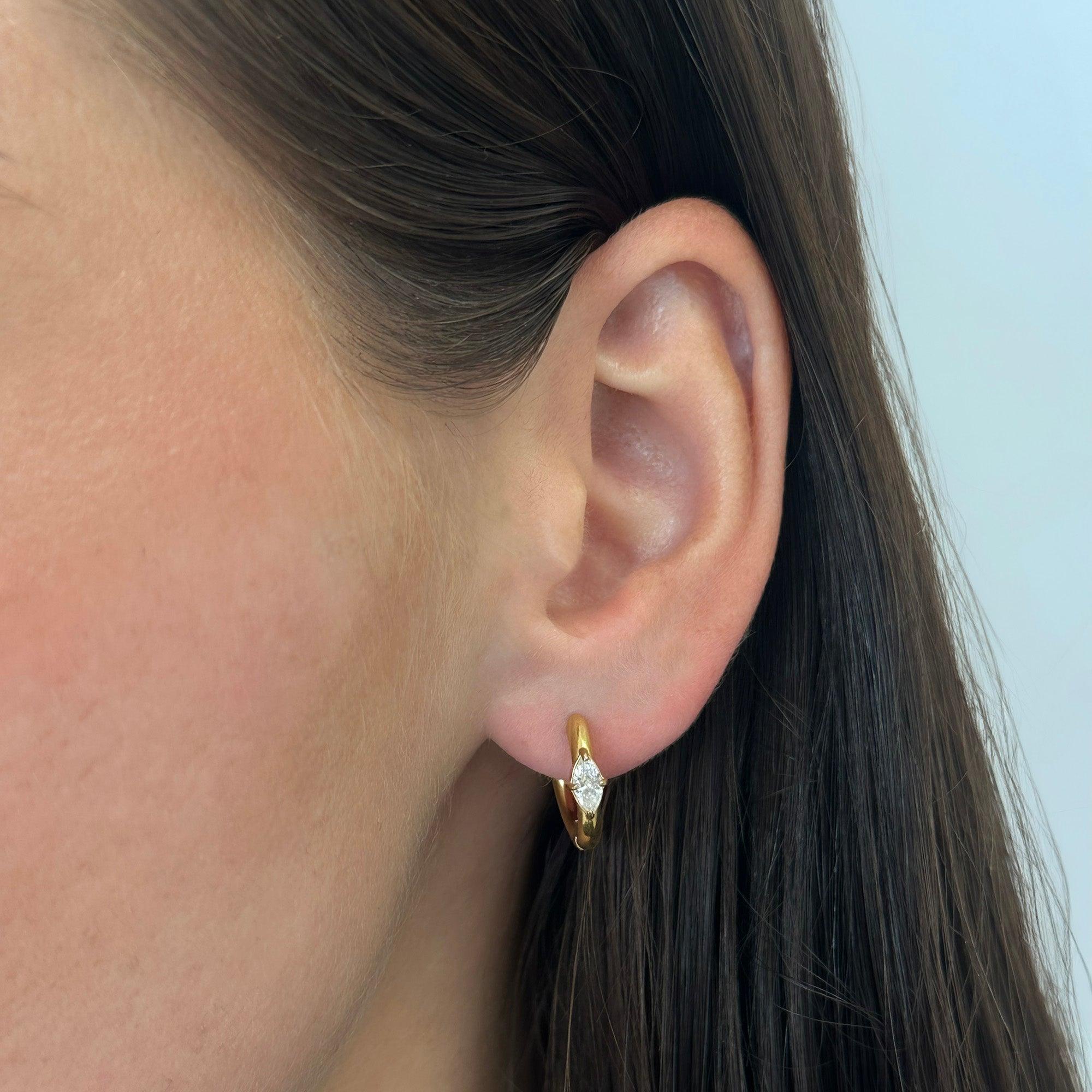Marquise Crystal Huggie Hoop Earrings - EVRYJEWELS