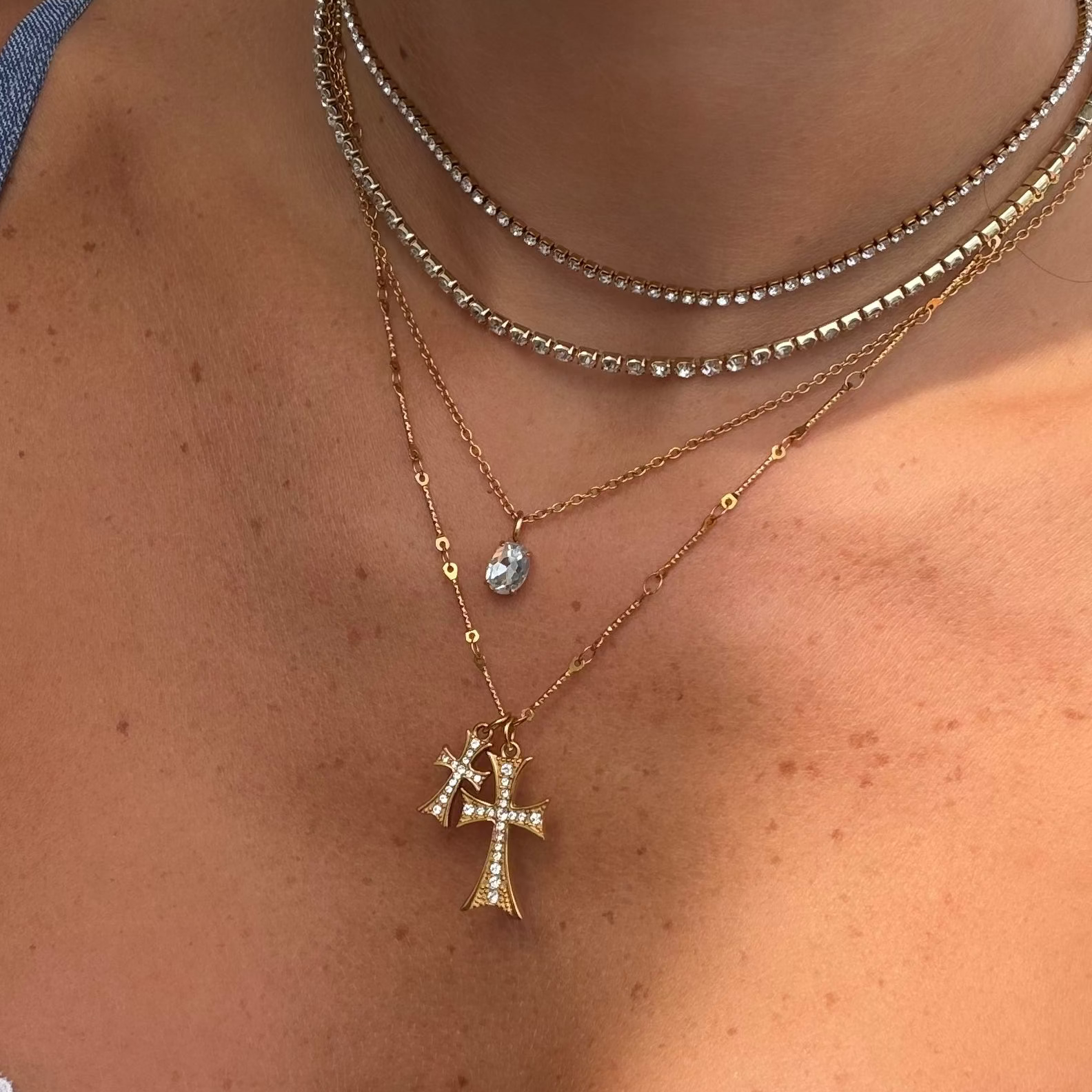 Double Cross Me Necklace - EVRYJEWELS