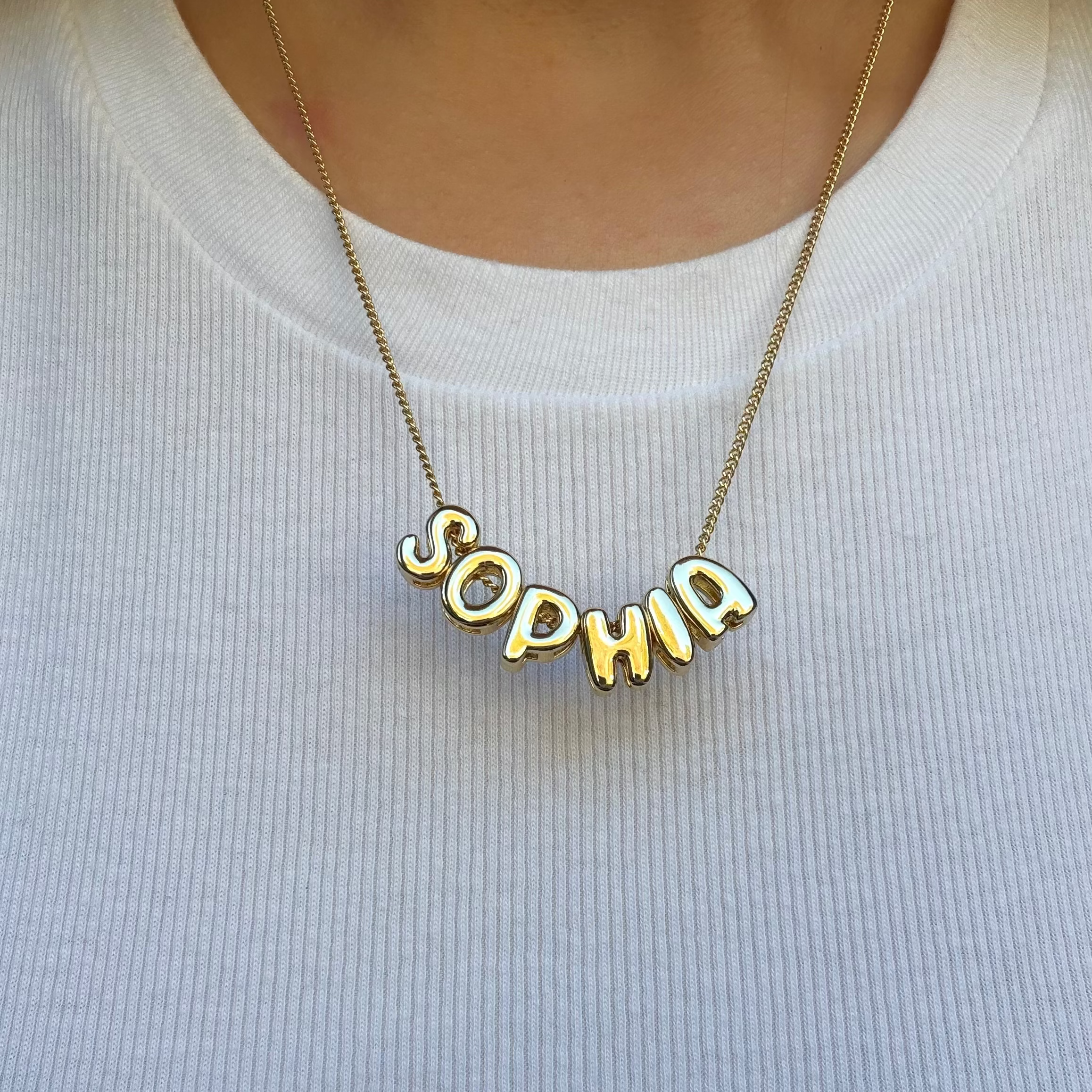 Custom/Personalized Bubble Letter Name Necklace - EVRYJEWELS
