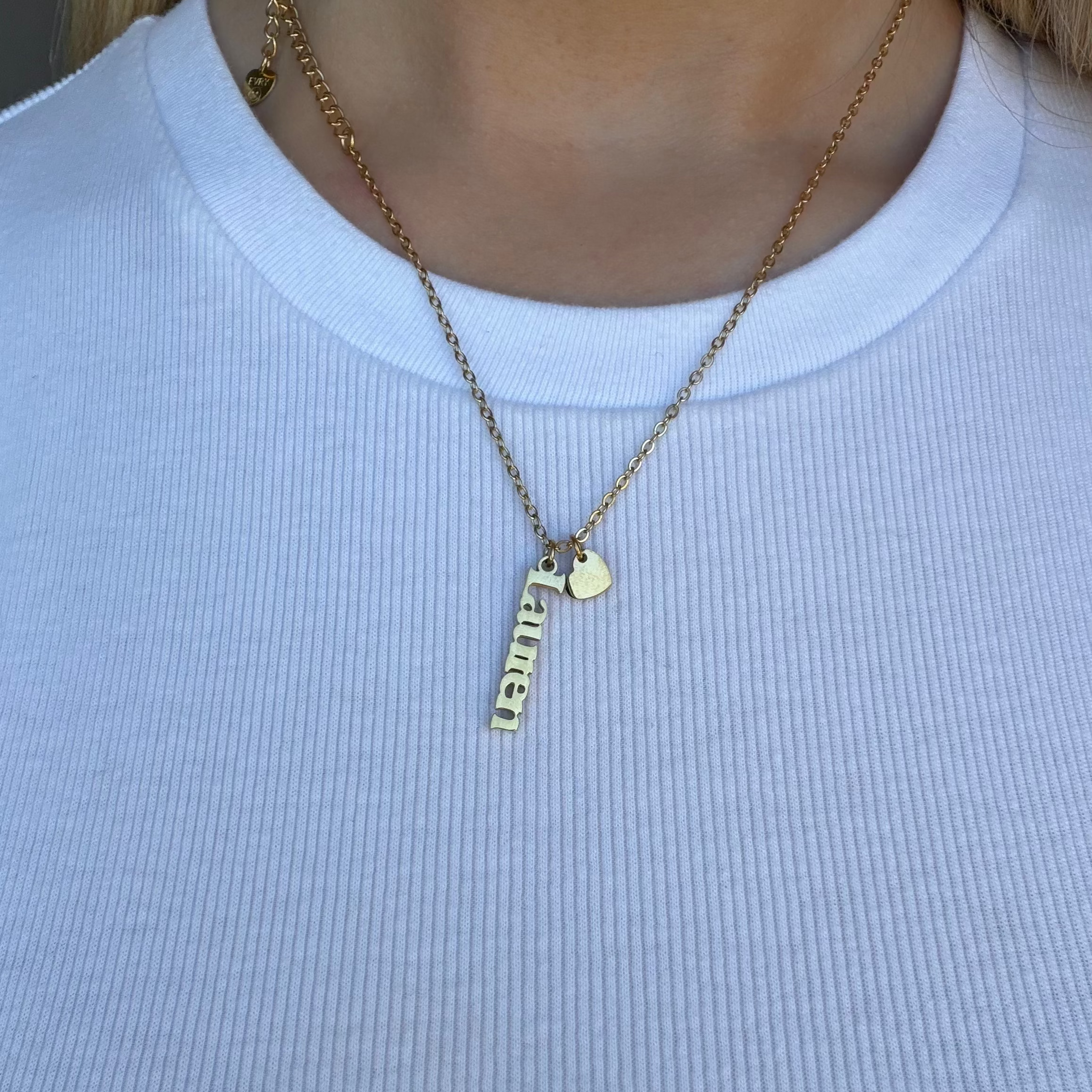 Custom/Personalized Mini Vertical Charm Nameplate Necklace - EVRYJEWELS