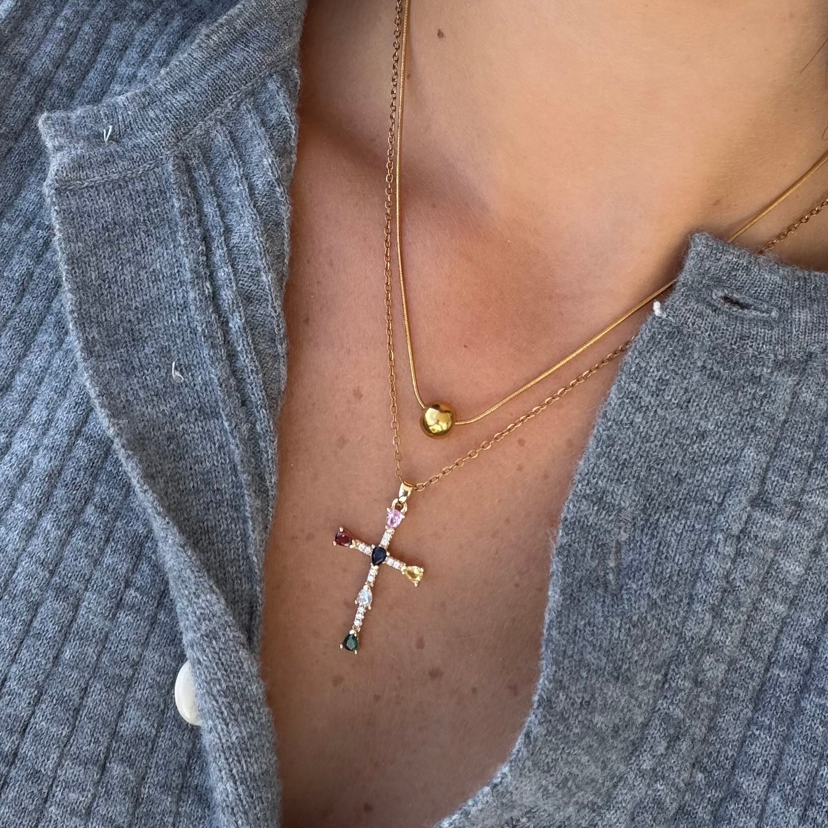 Rainbow Blessings Cross Necklace - EVRYJEWELS