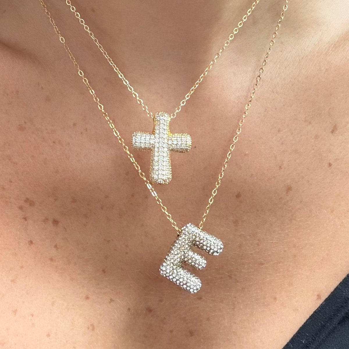 Pave Bubble Letter Necklace