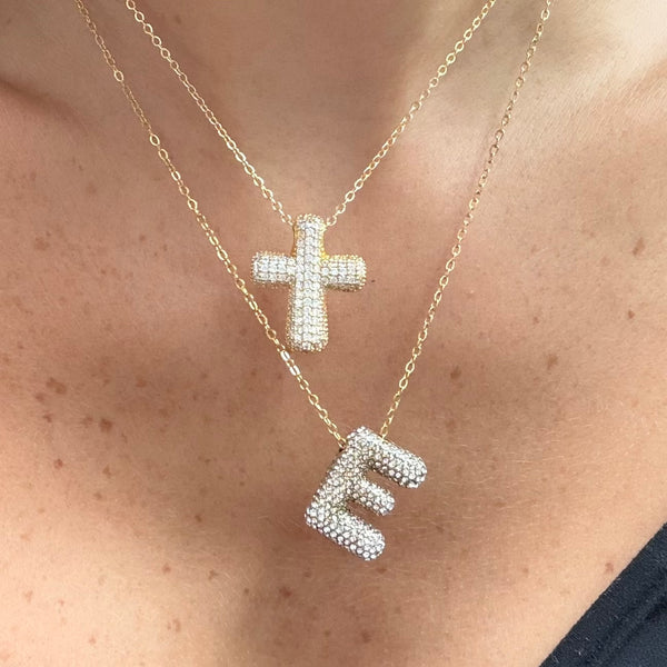 Pave Bubble Letter Necklace