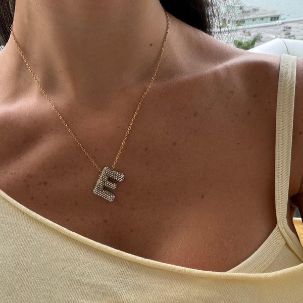 Pave Bubble Letter Necklace