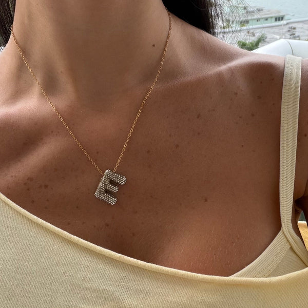 Pave Bubble Letter Necklace - EVRYJEWELS