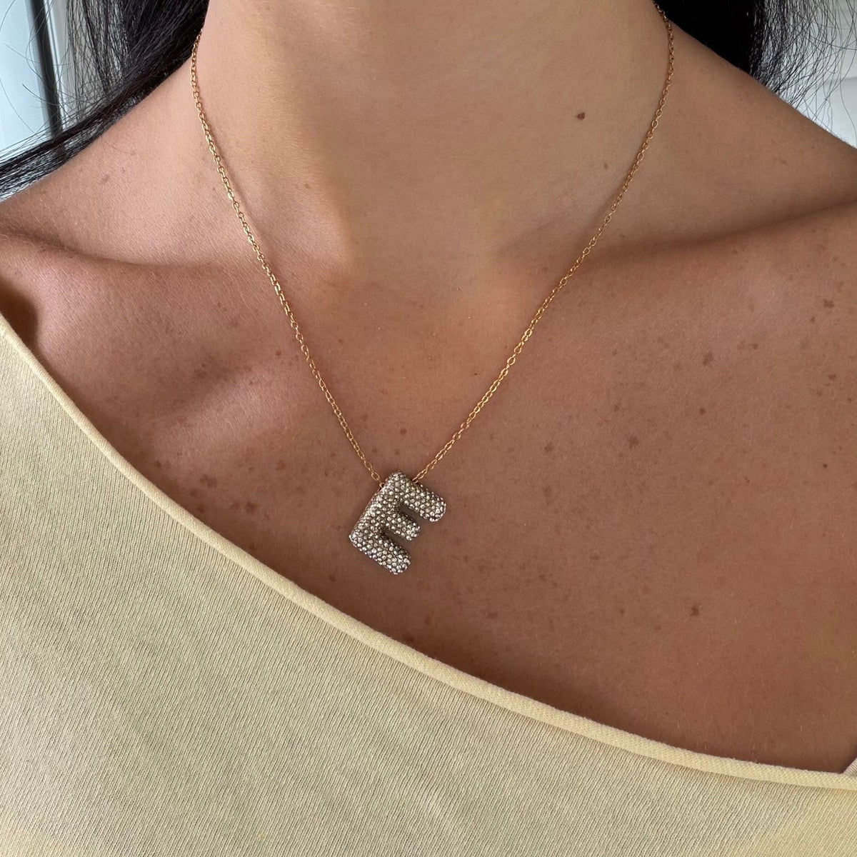 Pave Bubble Letter Necklace - EVRYJEWELS