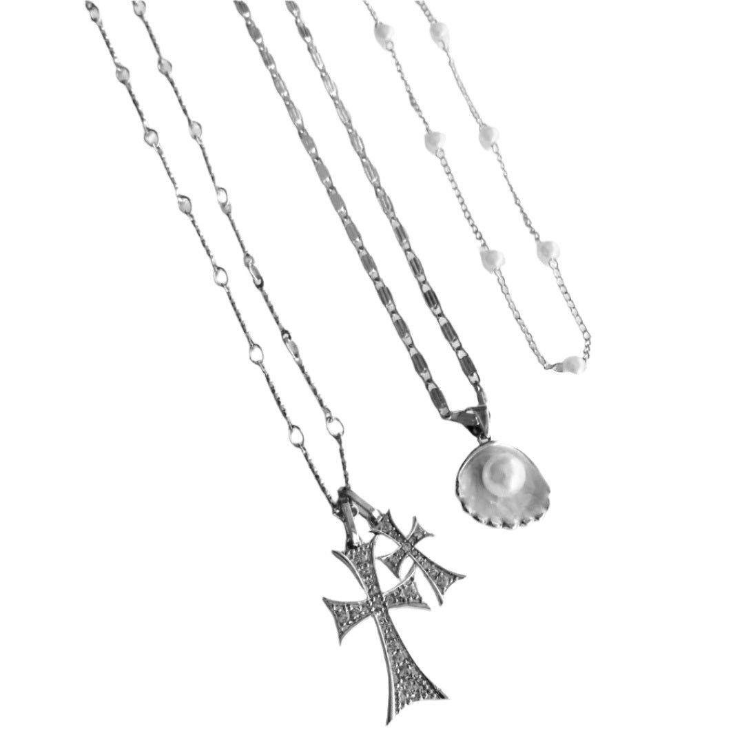 It Girl 3 Piece Necklace Bundle | Double Cross Me, Lover Girl & Meribella Necklace - EVRYJEWELS