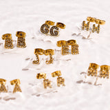 Crystal Initial Stud Earrings - EVRYJEWELS