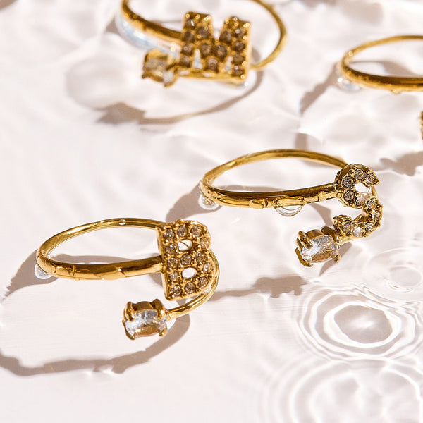 Sparkle Initial Wrap Ring - EVRYJEWELS