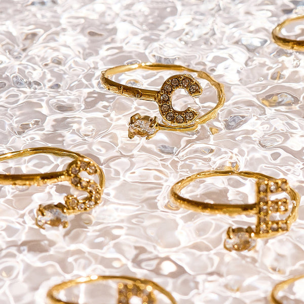 Sparkle Initial Wrap Ring - EVRYJEWELS