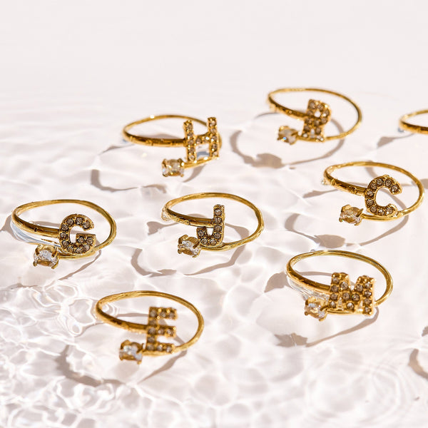 Sparkle Initial Wrap Ring - EVRYJEWELS