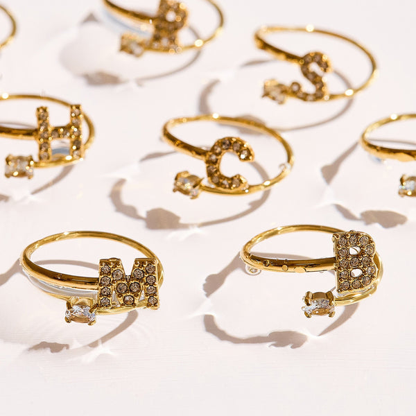Sparkle Initial Wrap Ring - EVRYJEWELS