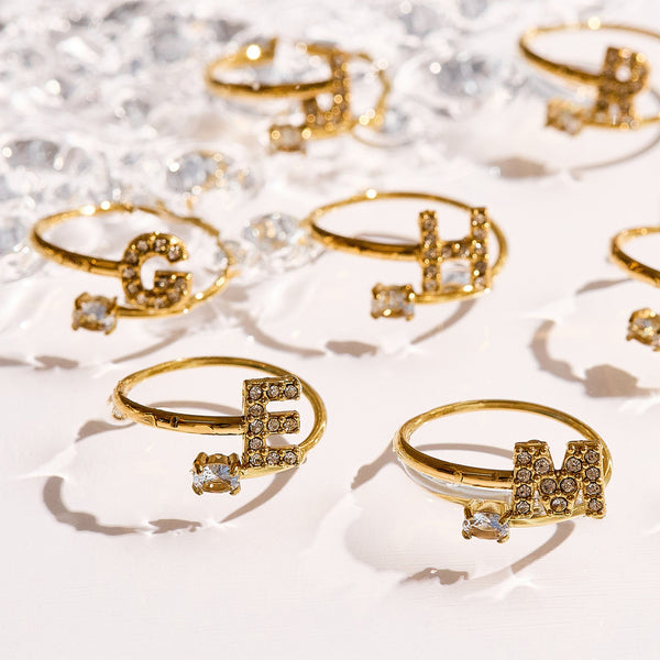 Sparkle Initial Wrap Ring - EVRYJEWELS