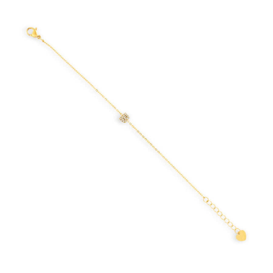Pavé Crystal B Initial Bracelet - EVRYJEWELS