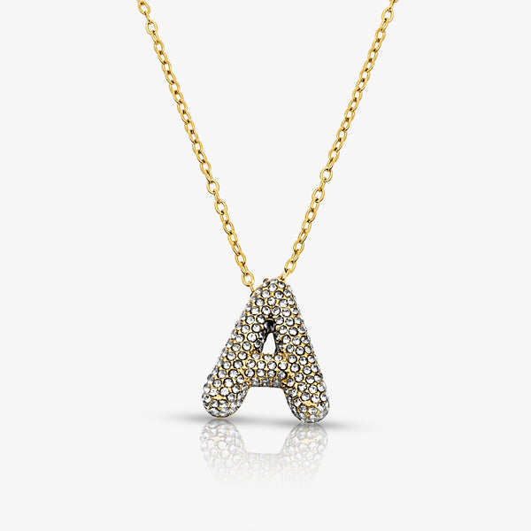 Pave Bubble Letter Necklace - EVRYJEWELS