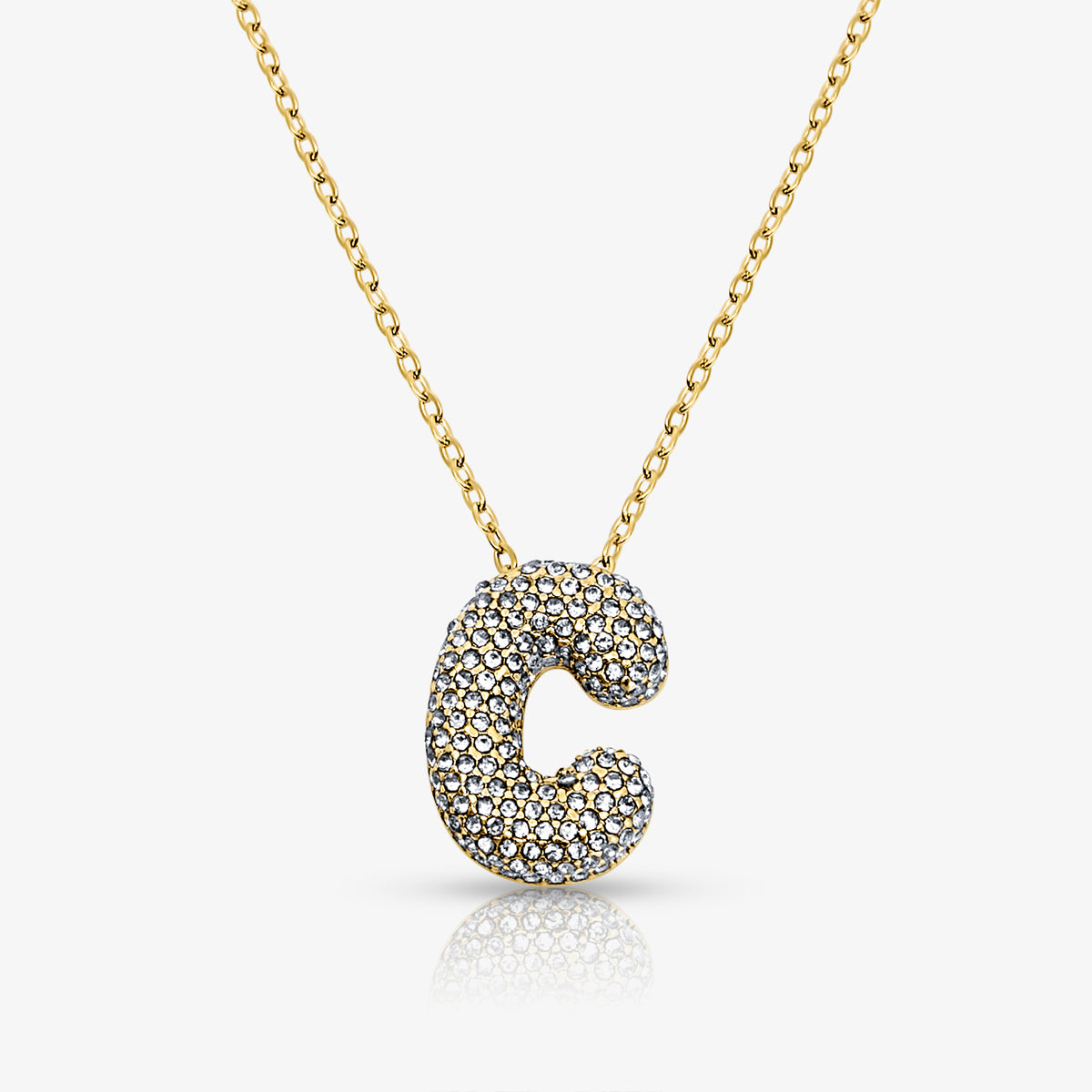 Pave Bubble Letter Necklace - EVRYJEWELS