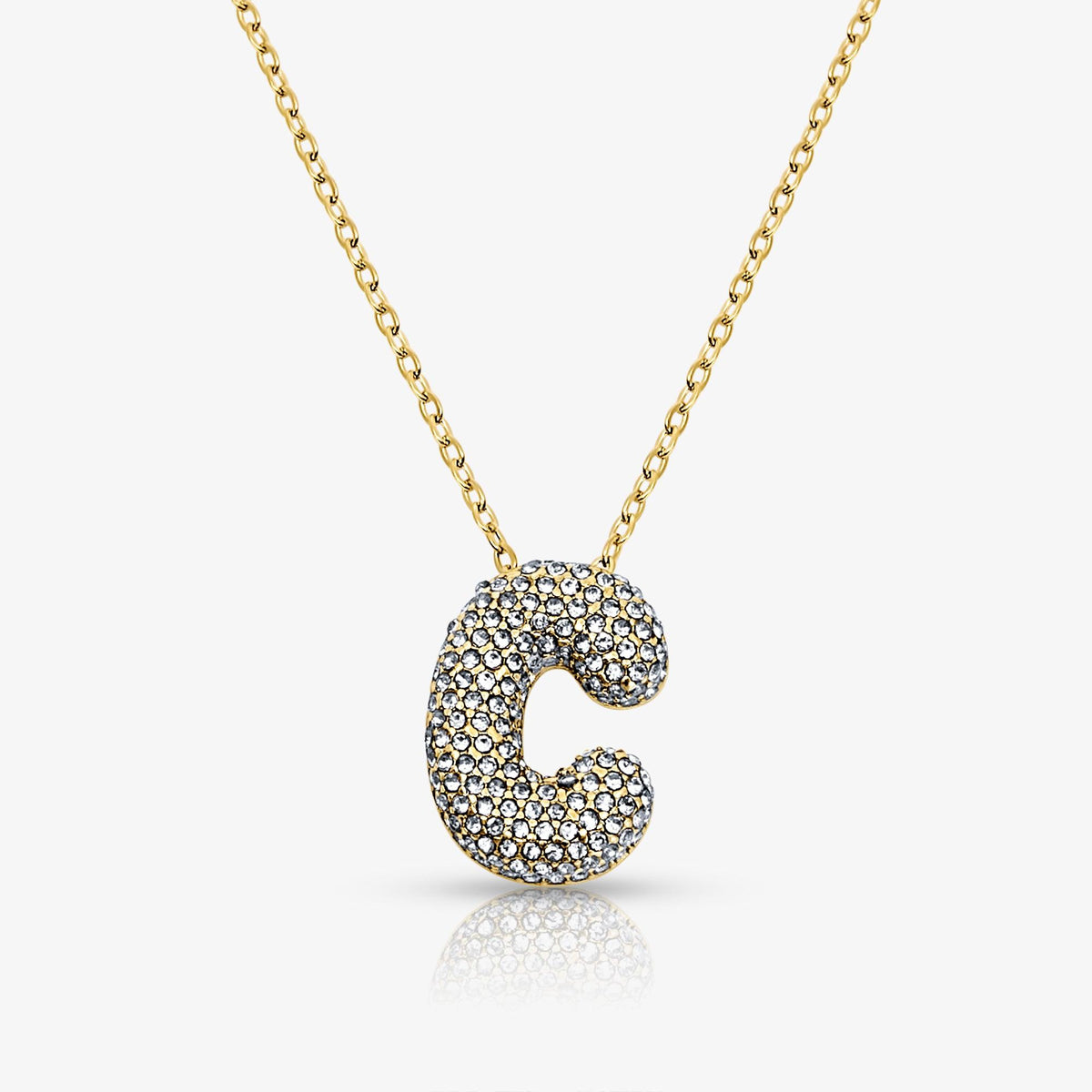 Pave Bubble Letter Necklace - EVRYJEWELS