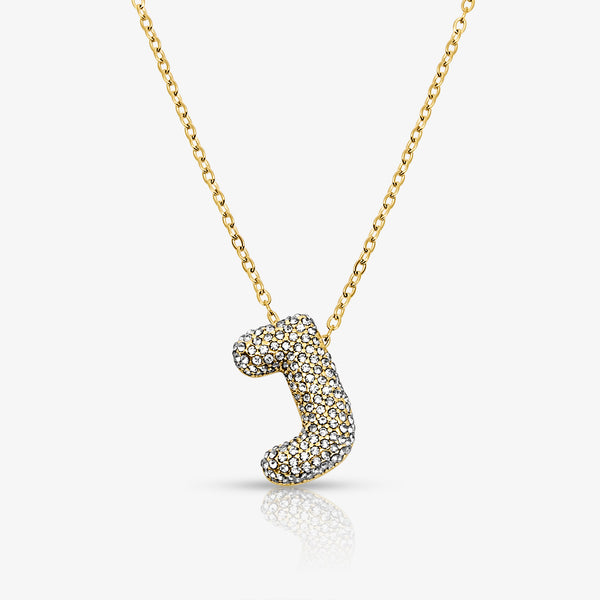 Pave Bubble Letter Necklace - EVRYJEWELS