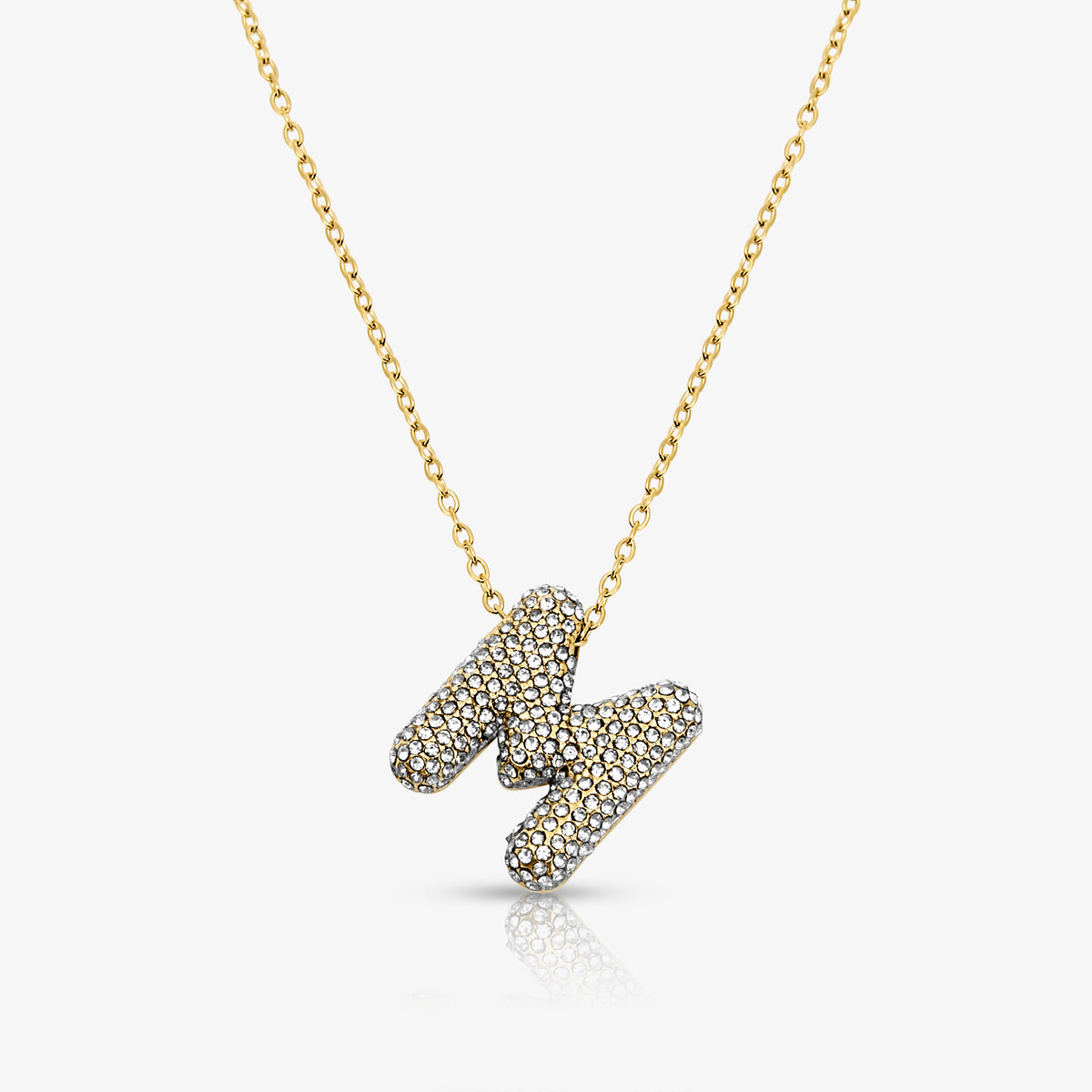 Pave Bubble Letter Necklace - EVRYJEWELS