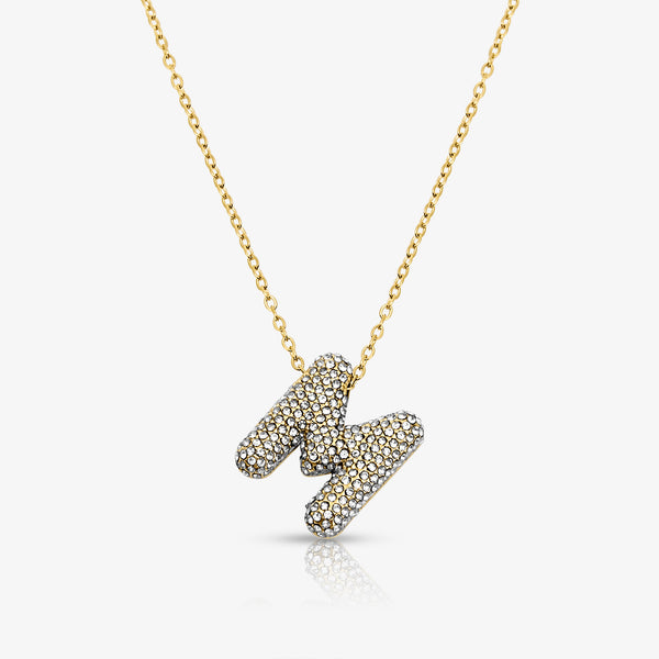 Pave Bubble Letter Necklace - EVRYJEWELS