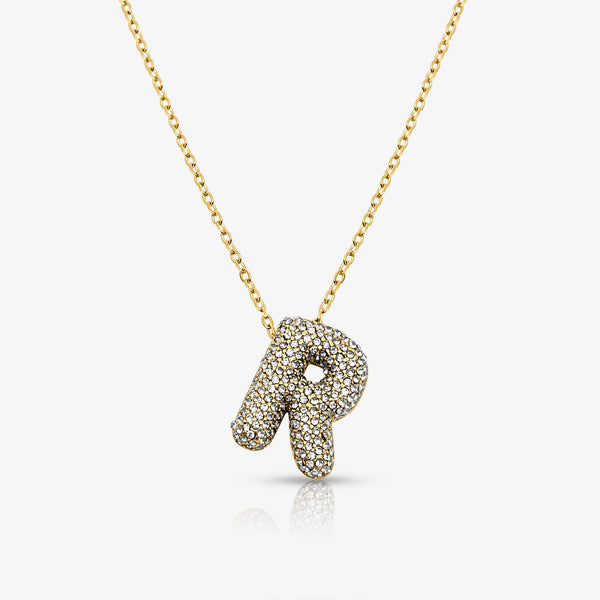 Pave Bubble Letter Necklace - EVRYJEWELS