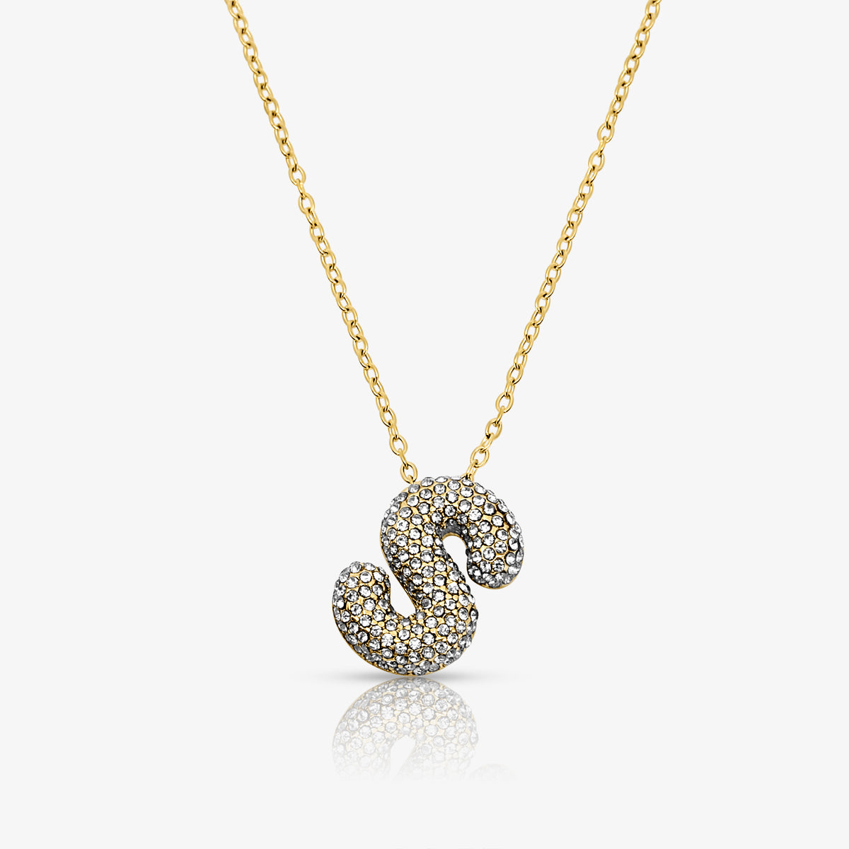 Pave Bubble Letter Necklace - EVRYJEWELS