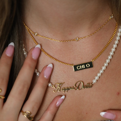 Sorority Custom/Personalized Pearl Nameplate Script Necklace