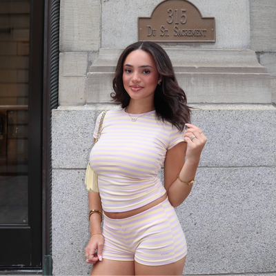 Sweet Stripe- Buttercup/Lilac