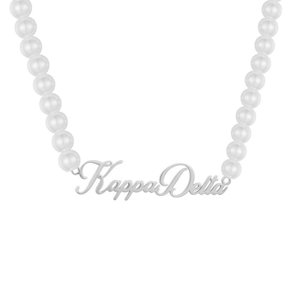 Sorority Custom/Personalized Pearl Nameplate Script Necklace