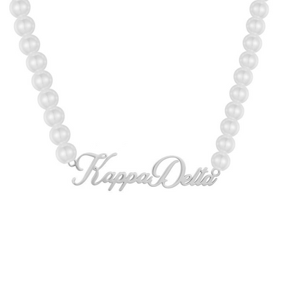 Sorority Custom/Personalized Pearl Nameplate Script Necklace