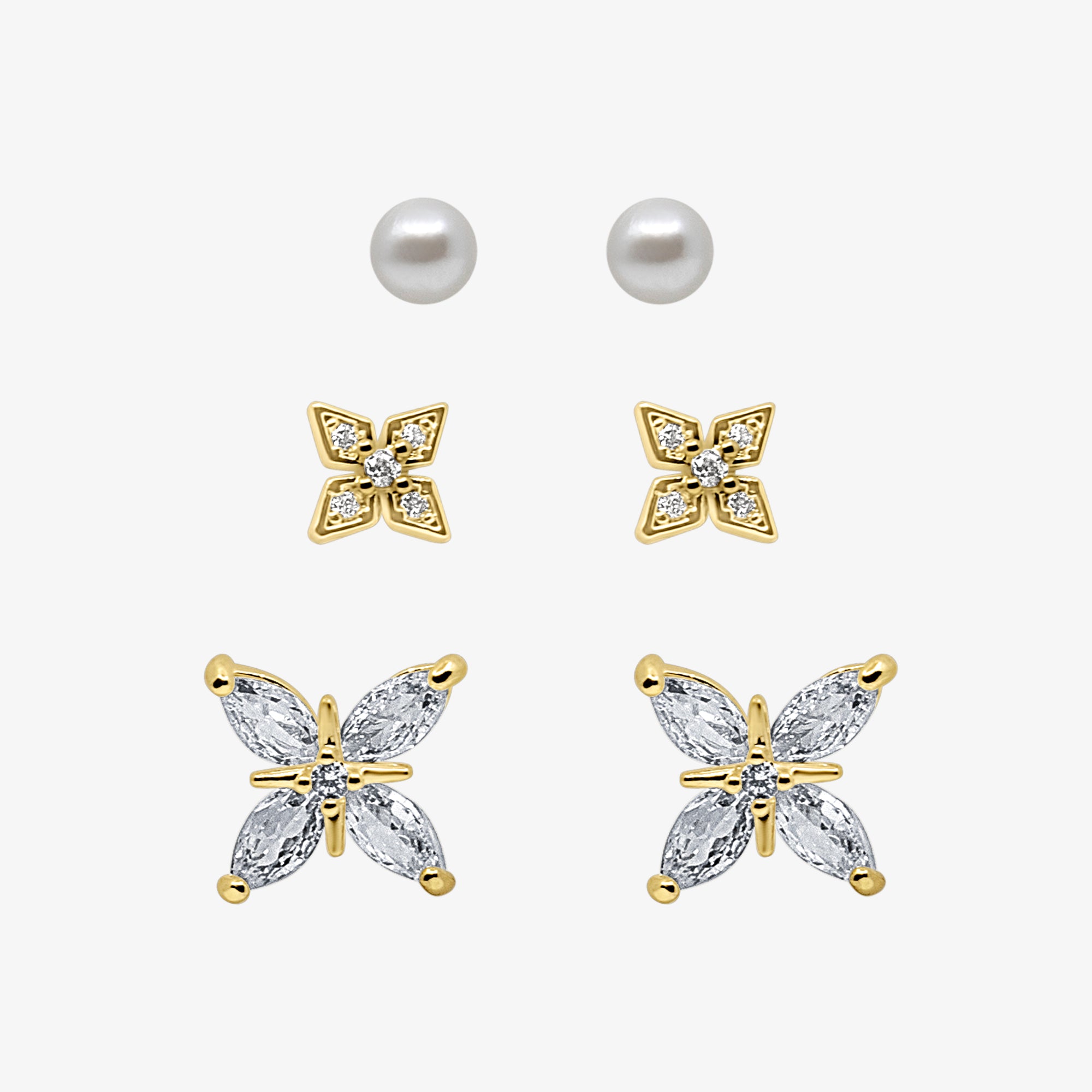 Petite Bloom Stud Earrings Pack - EVRYJEWELS