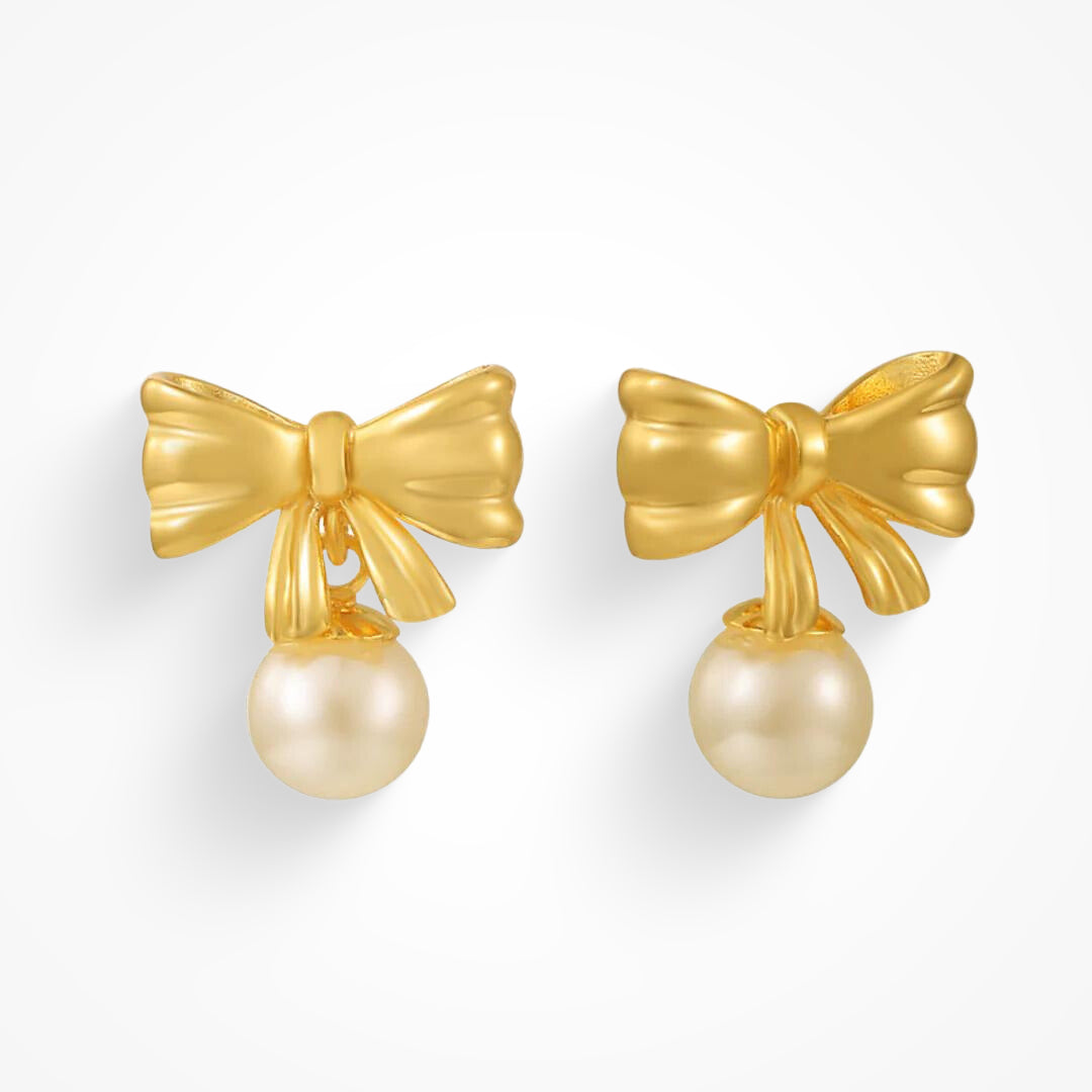 Sunny Pearl Stud Earrings Ox Gold