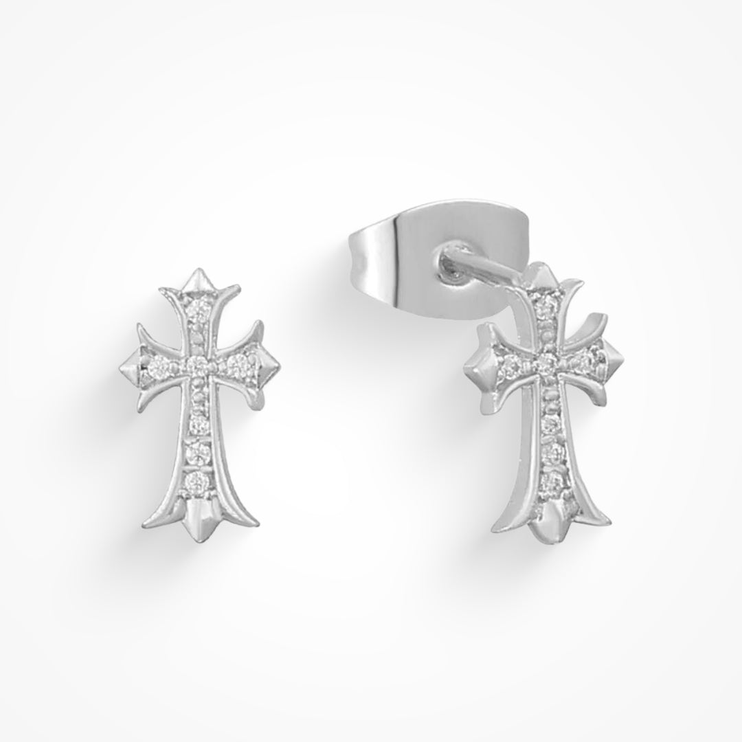 Silver deals cross studs