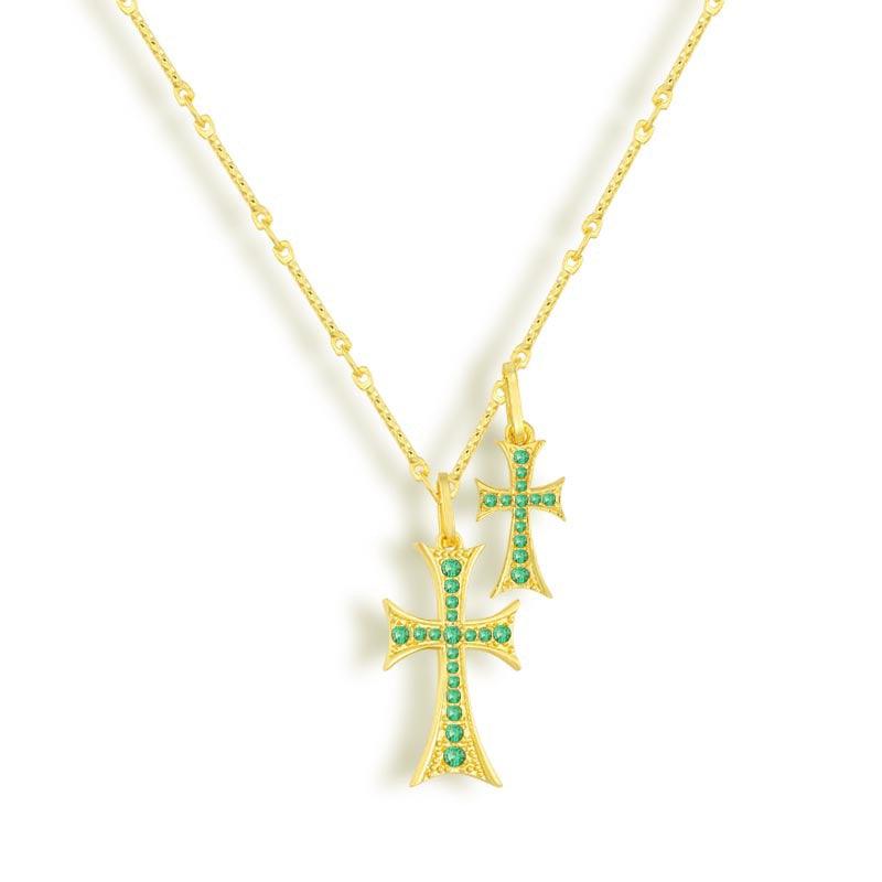 Double Cross Me Necklace - EVRYJEWELS
