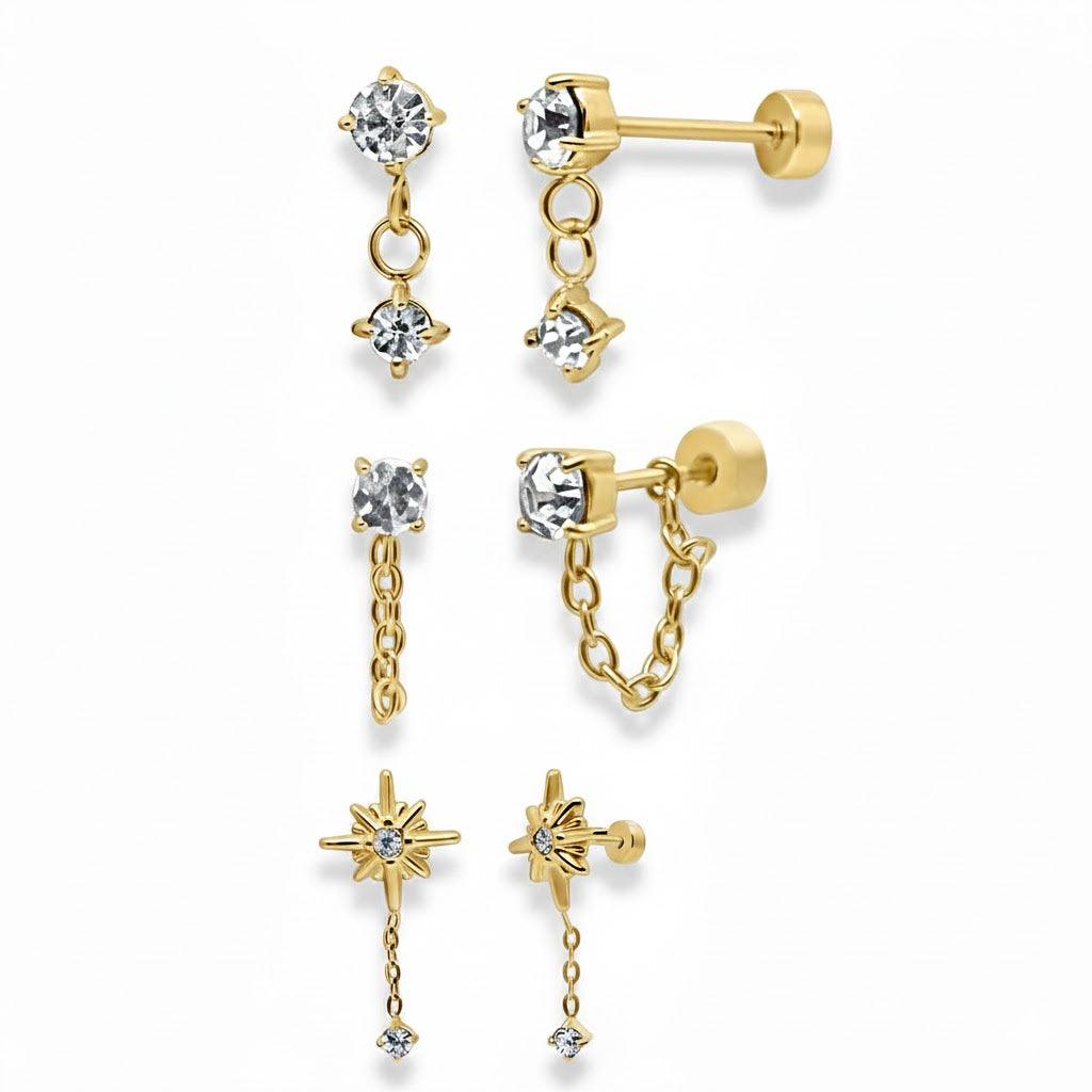 Meet Me At Midnight Flat Back Earring Bundle - EVRYJEWELS