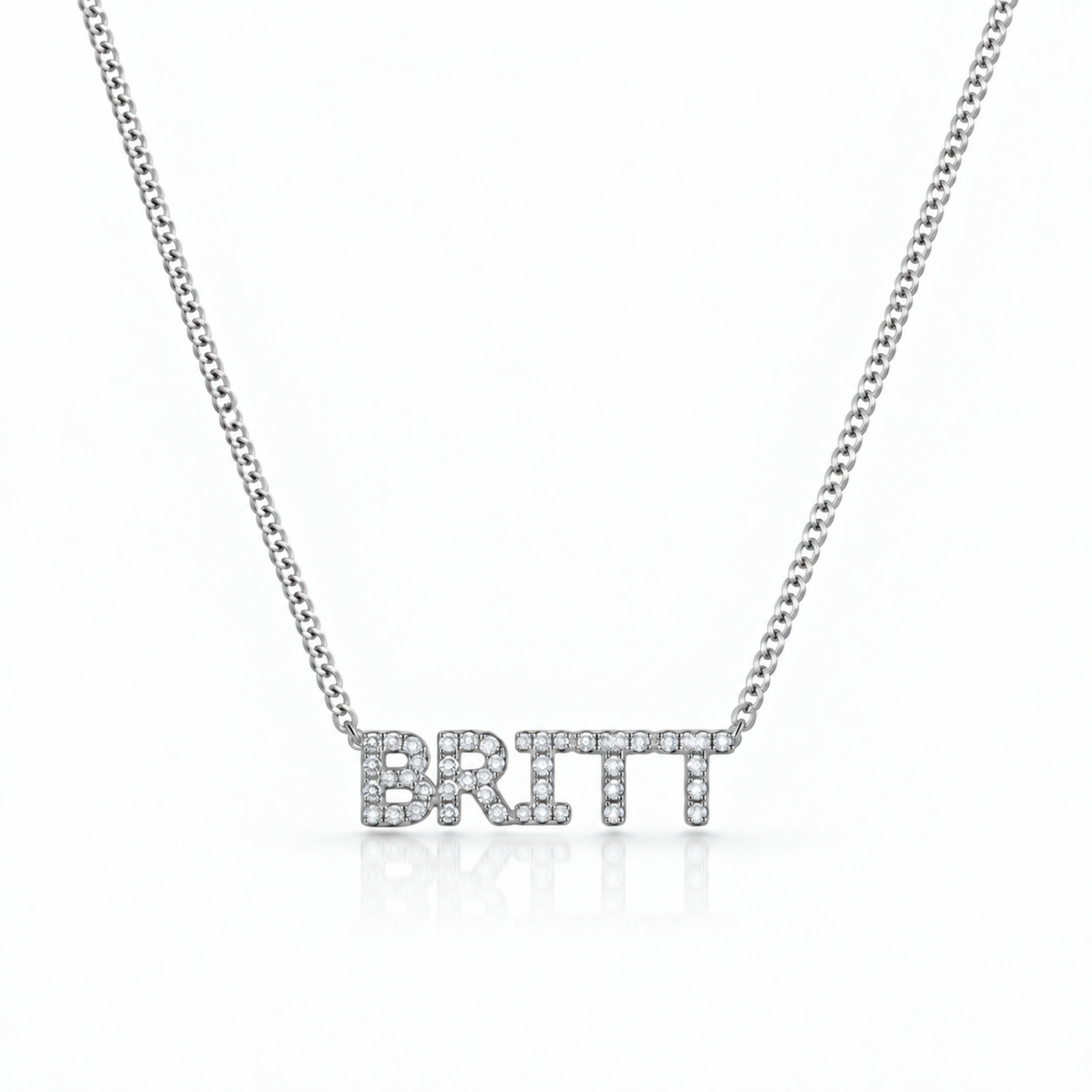 Custom/Personalized Pave Nameplate Curb Chain Necklace