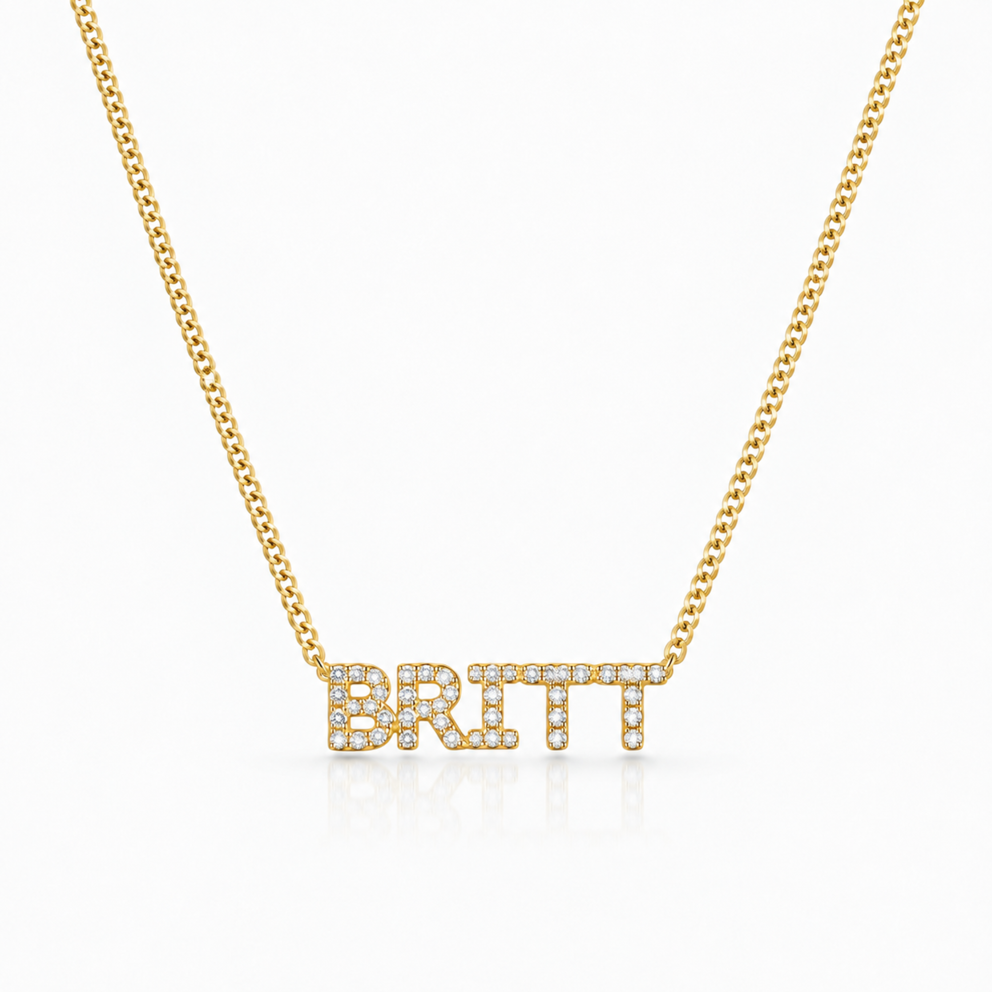 Custom/Personalized Pave Nameplate Curb Chain Necklace