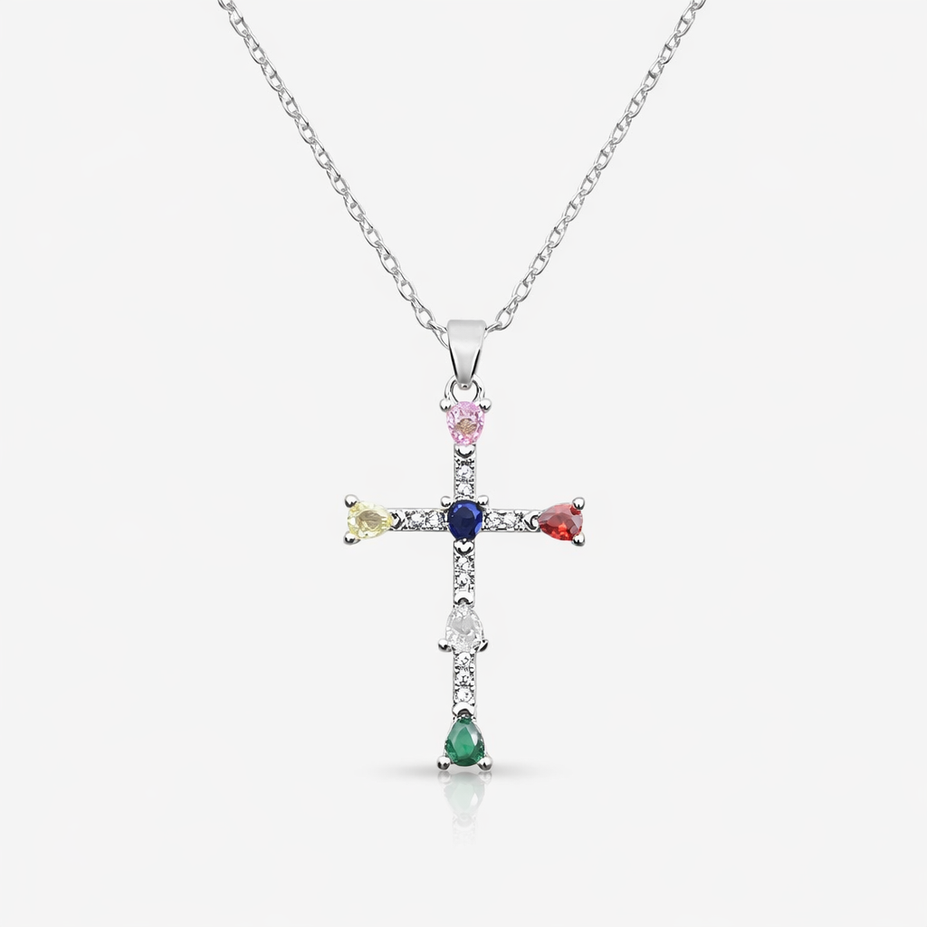 Rainbow Blessings Cross Necklace - EVRYJEWELS
