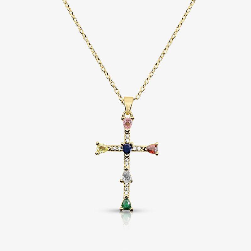 Rainbow Blessings Cross Necklace - EVRYJEWELS