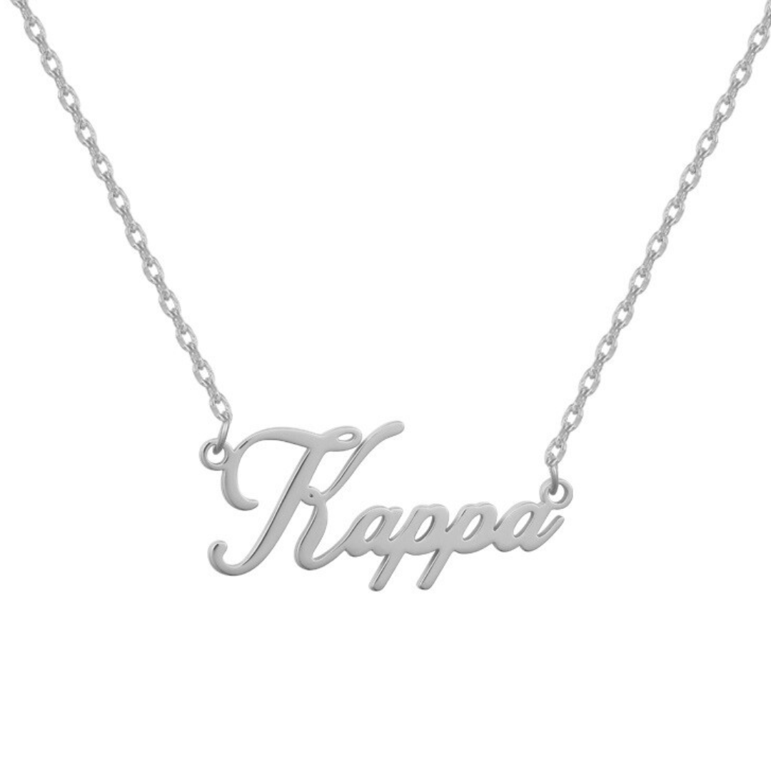 personalized script nameplate necklace with diamond accents